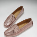 Women's Penny Driving Loafers, rose gold patent leather-1