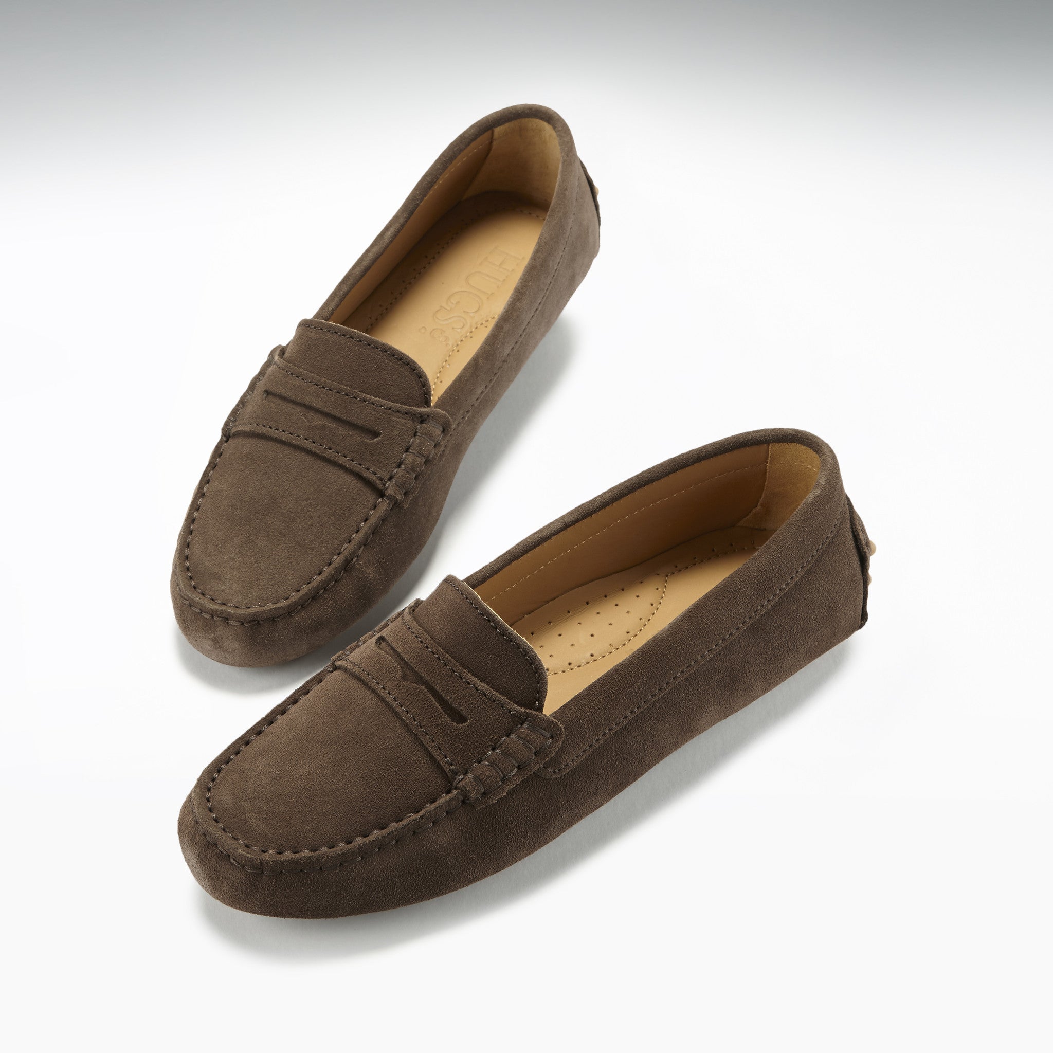 Women's Penny Driving Loafers, brown suede-1