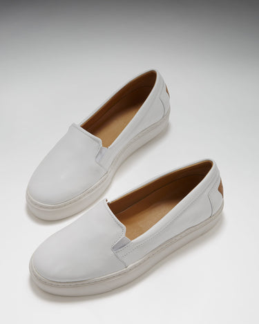 Women's Slip-On Sneakers, white leather-1