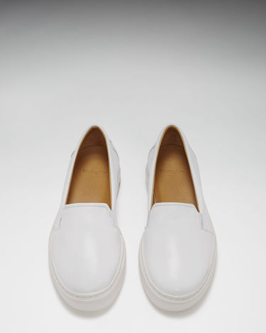 Women's Slip-On Sneakers, white leather-2