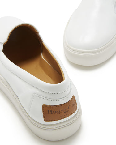 Women's Slip-On Sneakers, white leather-3